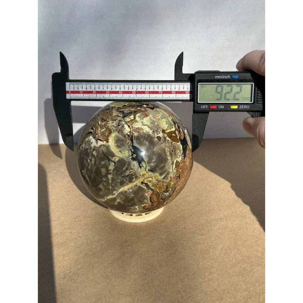 HUGE Volcano Agate Sphere 92.2 mm & over 2 lbs - Amazing UV Reaction